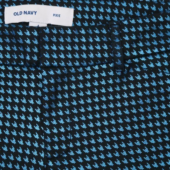 Old Navy Pixie Ankle Pants Black Blue Foil Houndstooth Stretch 4 - Picture 8 of 12